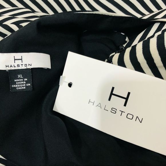 H by Halston Asymmetrical One Shoulder Flowy Draped Striped Cocktail Dress XL - Picture 7 of 8